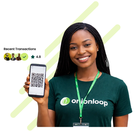 Business owner accepting payment on phone